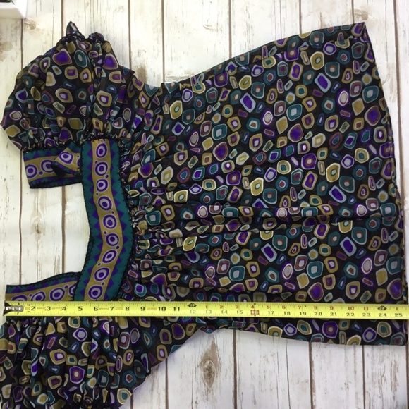 Geometric Print Short Sleeve BOHO Festival Blouse - Picture 7 of 7